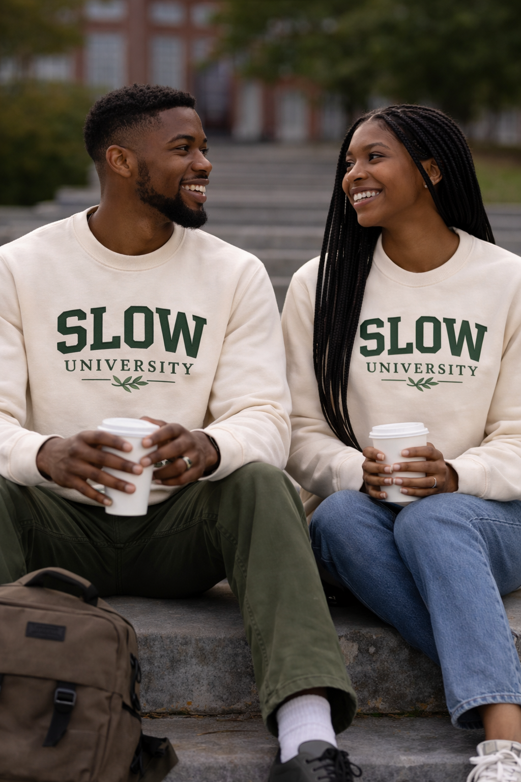 The Slow University Classic Cream Collegiate Crewneck