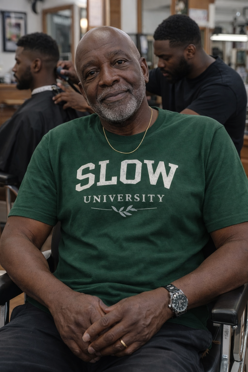 The Slow University Classic Forest Green Collegiate Tee